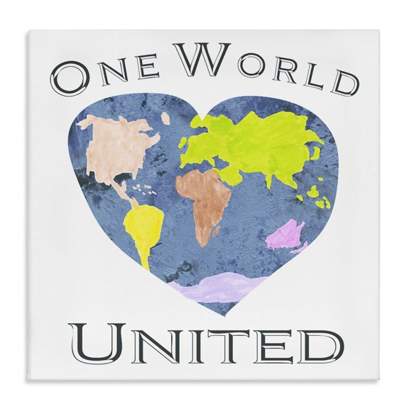 Stupell Industries Contemporary One World United Heart Globe Canvas Art, 17 x 17, by Gail Green Licensing and Design Limited
