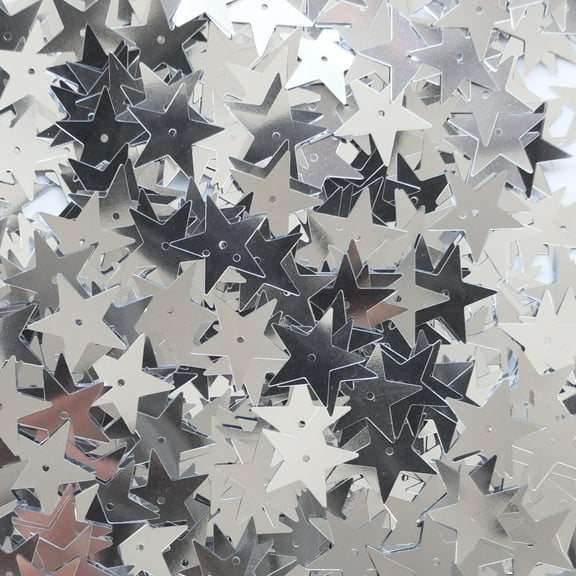 Silver Star Sequins 15mm Shiny Metallic Made in USA