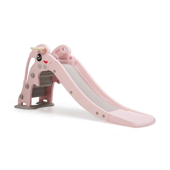 CIPACHO 3-in-1 Kids Climber Slide Play Set with Basketball Hoop and Ball, Kids Outdoor Play Equipment, Pink