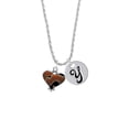 thumbnail image 2 of Delight Jewelry Two-tone Enamel Cheetah Print Heart Silvertone Script Initial Disc - Y - Charm Necklace, 20"+3", 2 of 4