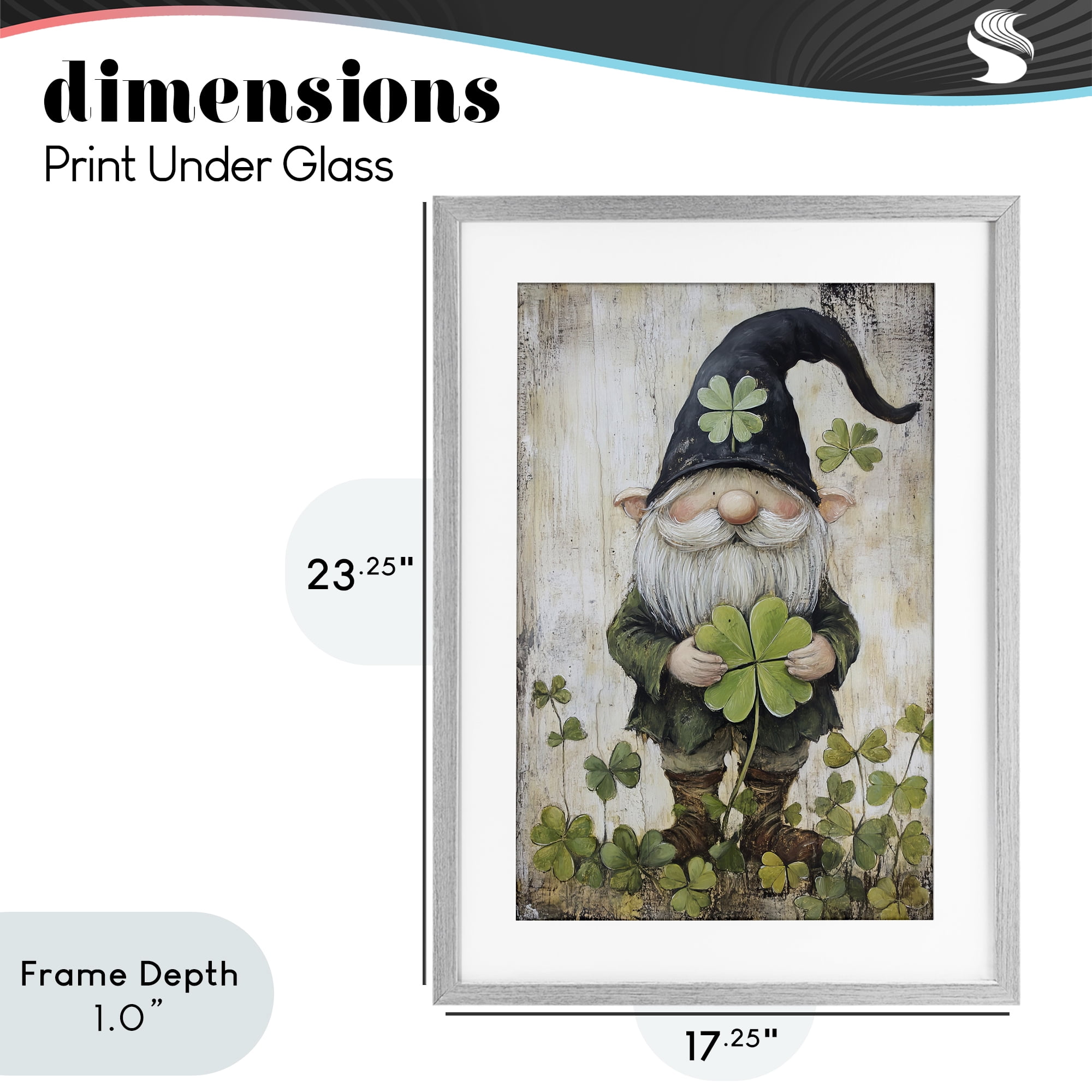 Stupell Industries Cottage Shamrock Gnome Gray Framed Print Under Glass, design by Tina LeCour
