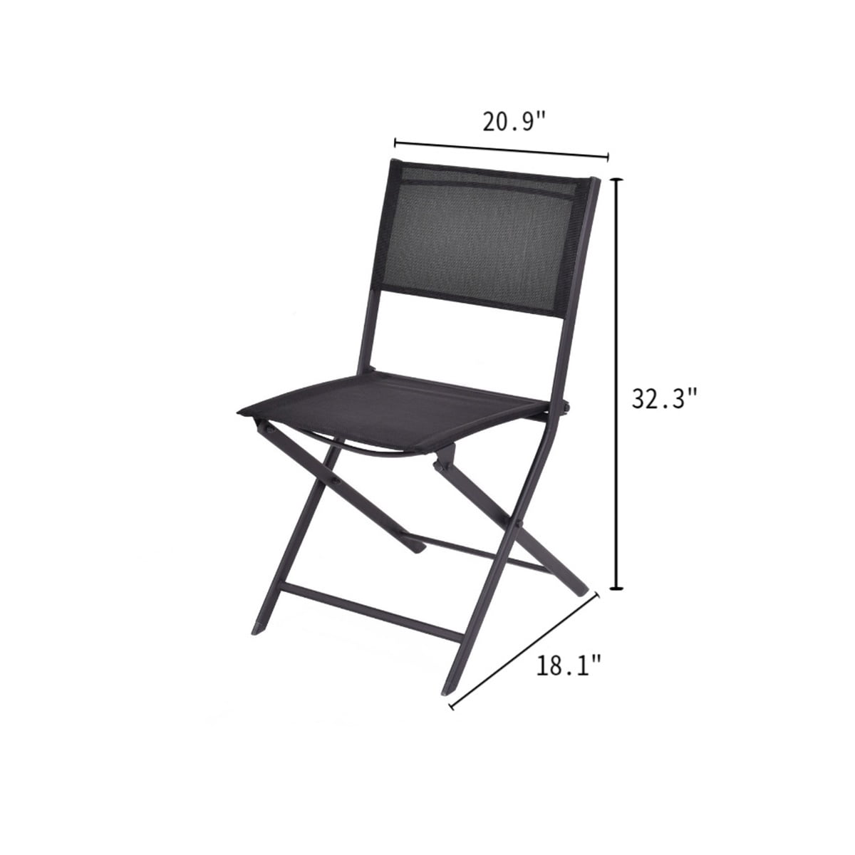 Hommoo 4-Pack Foldable Outdoor Patio Chairs, Steel Frame & Textilene, Lightweight Camping Chairs for Backyard, Beach, Picnic, and Party Seating, Black
