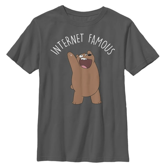 Boy's We Bare Bears Grizzly Internet Famous  Graphic Tee Charcoal Small