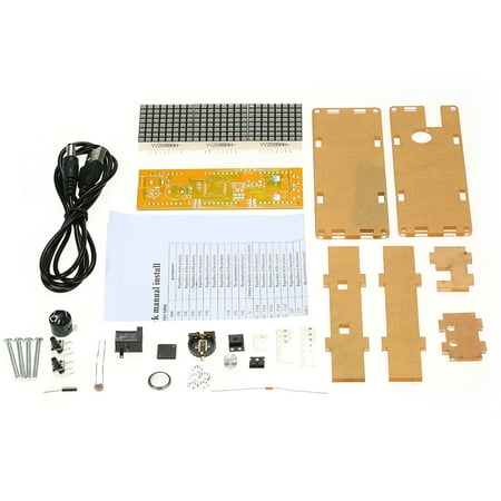 Electronic Dot Matrix Time Recorder - High Accuracy DIY Digital Dot Matrix LED Alarm Clock Kit with Transparent Case Temperature Date Time Display