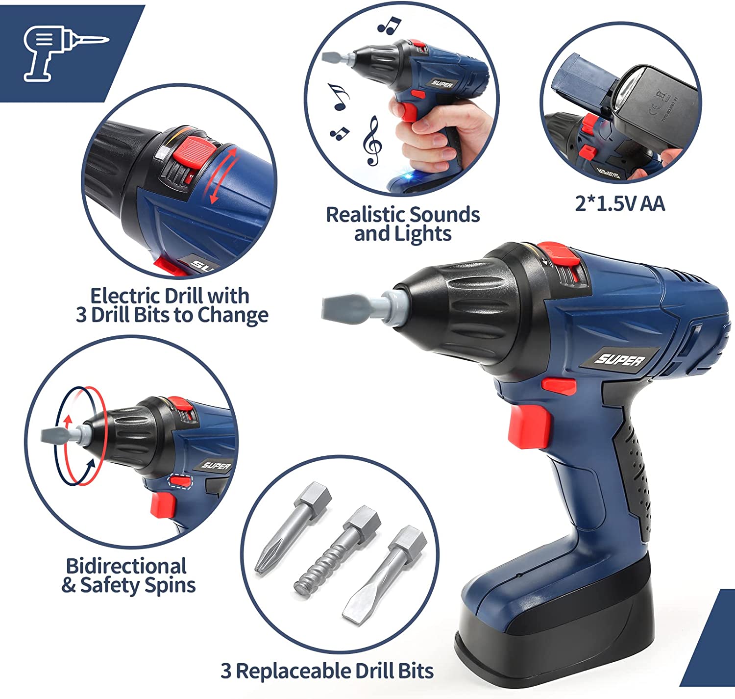 JoyStone 47-Piece Kids Tool Set with Electric Drill & Chainsaw photo 7