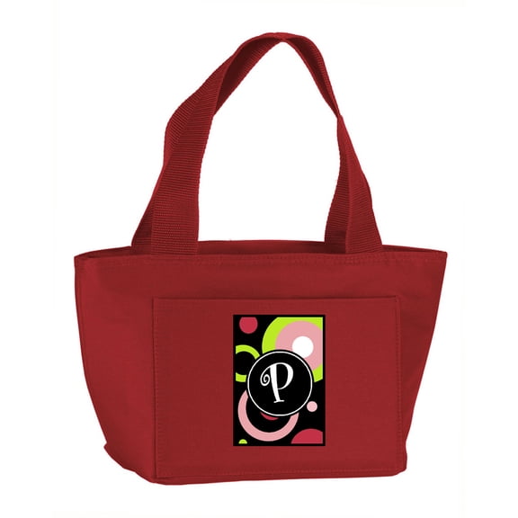 Carolines Treasures AM1002-P-RD-8808 Letter P Monogram - Retro in Black Lunch Bag  multicolor