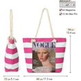 thumbnail image 2 of Waterproof Beach Bag Canvas Stripe Rope Handles with Top Zipper Closure Shoulder Beach Tote Bags, 2 of 5