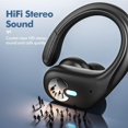 thumbnail image 2 of Auriculares Bluetooth 5,3 Auriculares Inalámbricos Estéreo para Graves con Ganchos para las Orejas Reproducción de 80 Horas y Pantalla LED Dual Auriculares Impermeables IP7 para Deportes/entrenamiento/gimnasio/juegos, 2 of 7