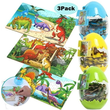 LNKOO 3 Pack Dinosaur Puzzle Egg, Dinosaur Puzzles for Kids Ages 3,4,5,6,7,8 Years Old, 60 Pieces Mini Jigsaw Puzzles for Kids Age 4-8, Surprise Egg, Dinosaur Egg Toys for Toddlers