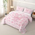 thumbnail image 3 of Manfei Pink Rose Princess Bow Letter Y Twin Quilt Set for Girls, Western Damask Floral Twin Coverlet Set, 3 of 7