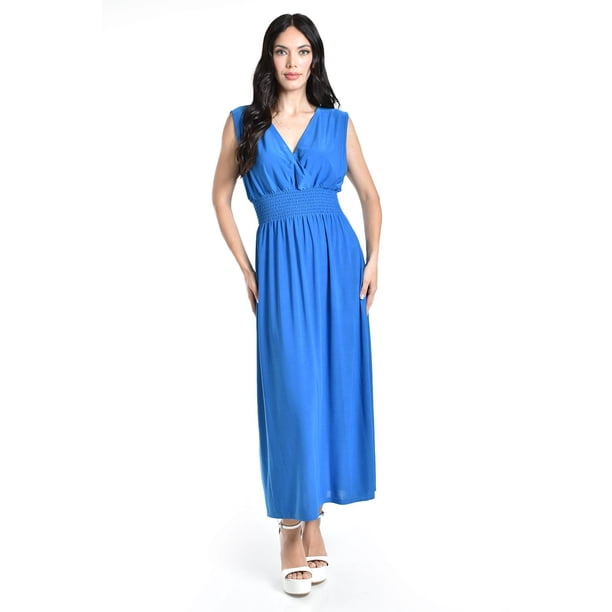 Vestido largo cintura smock Roman Fashion / Juvenil, 8801-SO (Azul claro) azul EG