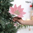 thumbnail image 6 of 10-Pack Mesh Christmas Flowers for Decor, Floral Spray Picks for Tree Vase and Wreath Arrangements, Artificial Glitter Stems for Home Party Event Styling(Pink), 6 of 6