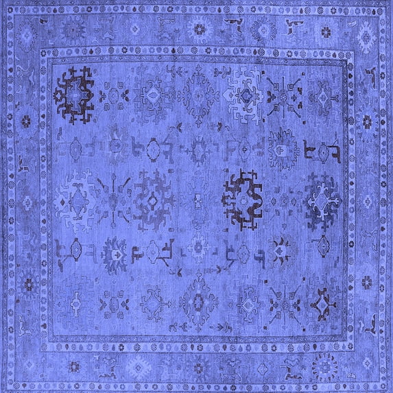 Ahgly Company Indoor Square Oriental Blue Industrial Area Rugs, 4' Square