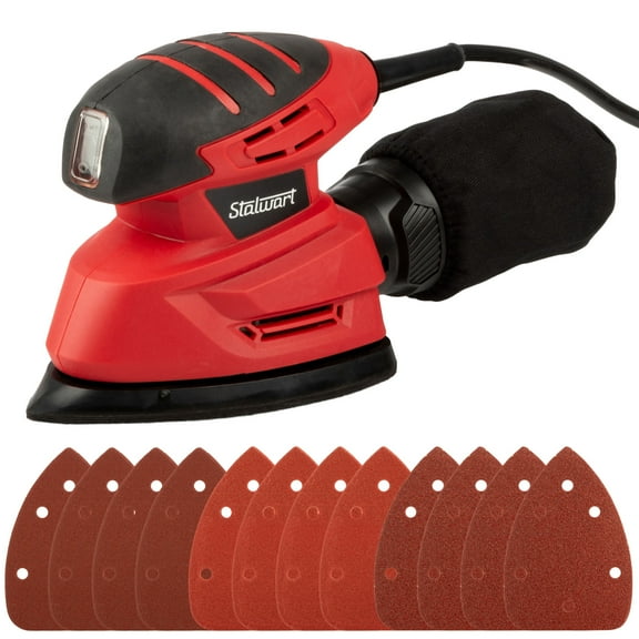 Stalwart 14000RPM Electric Sander Tool with Dust Vacuum and 12pc Sandpaper
