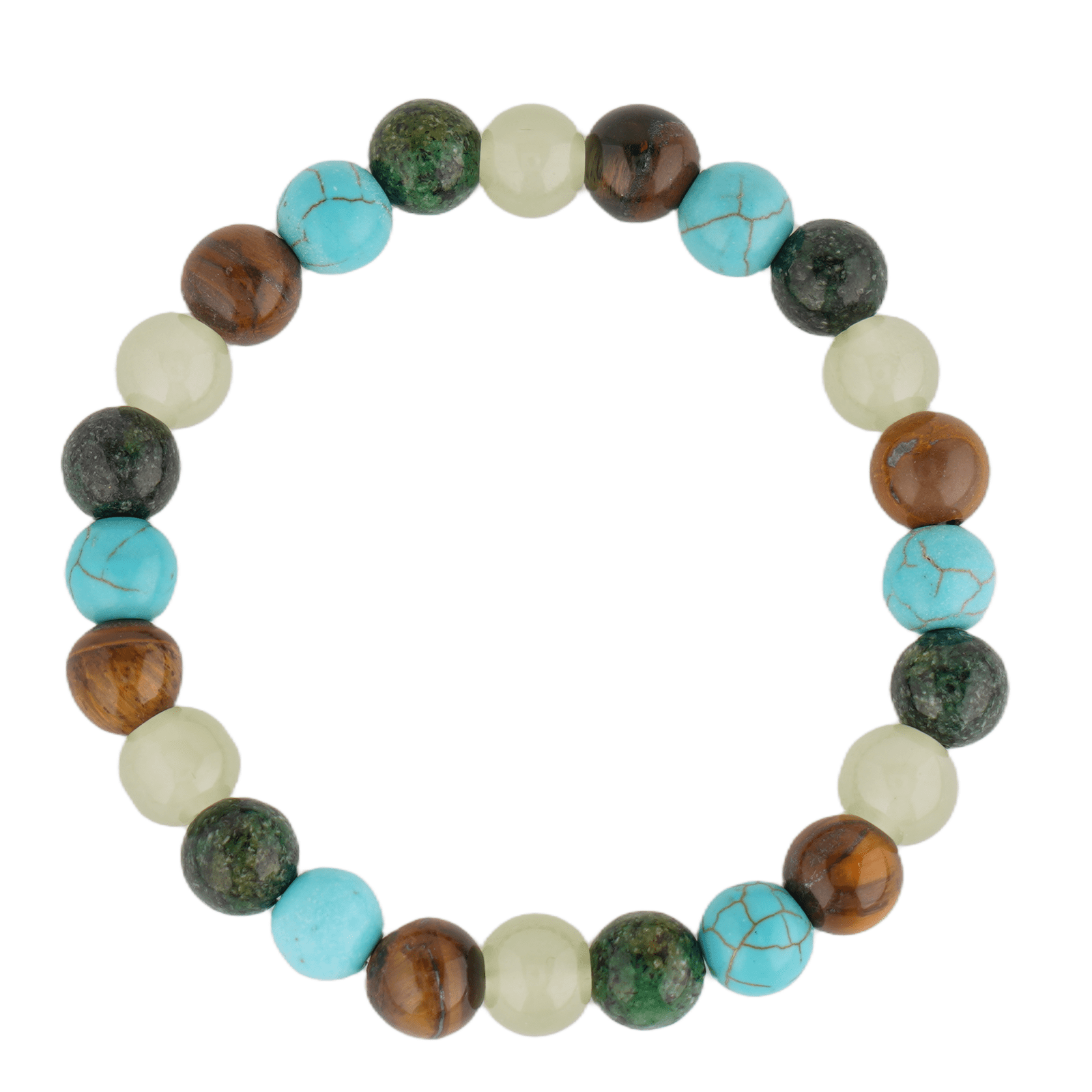 Multi-Color Natural Stone Beaded Bracelet for Women and Men, Turquoise Tiger Eye Jade Healing Energy Meditation Jewelry Gift