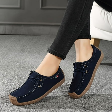 

TUOBKE Women‘s Simple Flat Loafers Casual Lace Up Outdoor Shoes Women‘s Lightweight Low Top Shoes