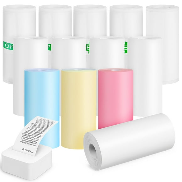 SHISUYAN 13 Rolls Thermal Paper Colorful Printer Paper Adhesive Thermal Paper Pocket Printer Plain Printing Paper Sticky Printer Paper