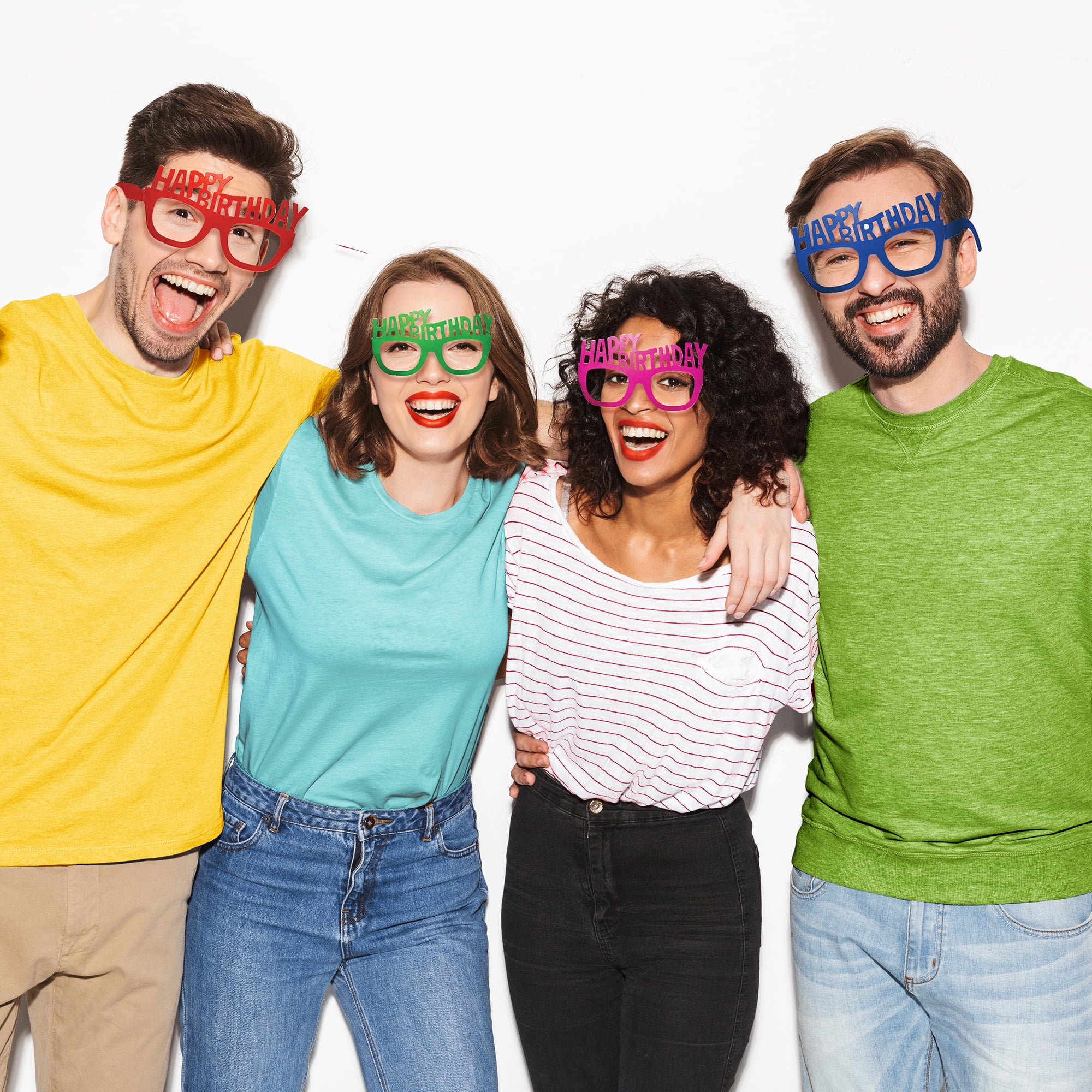 Happy Birthday Multicolor Paper Glasses 8 Count Party Favors by Way to Celebrate