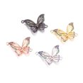 thumbnail image 2 of U8MO 5pcs Brass Micro Pave Cubic Zirconia Links Colorful Butterfly Pendnats 16x23mm-Platinum, 2 of 2