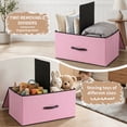 thumbnail image 4 of HONEIER Large Toy Box, Toy Box with Lid, Foldable Toy Box Storage Chest for Kids Playroom Nursery Living Room, 24 x 16 x 12 Inches, Pink, 4 of 10