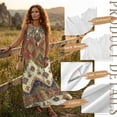 thumbnail image 6 of Xoenoiee Aztec Southwest American Tribal Floral Print Cotton Linen Maxi Dresses for Women Casual Crewneck Sleeveless Tank Dress with Pocekts Summer Spring Boho Vacation Clothes Long Dress, S, 6 of 7
