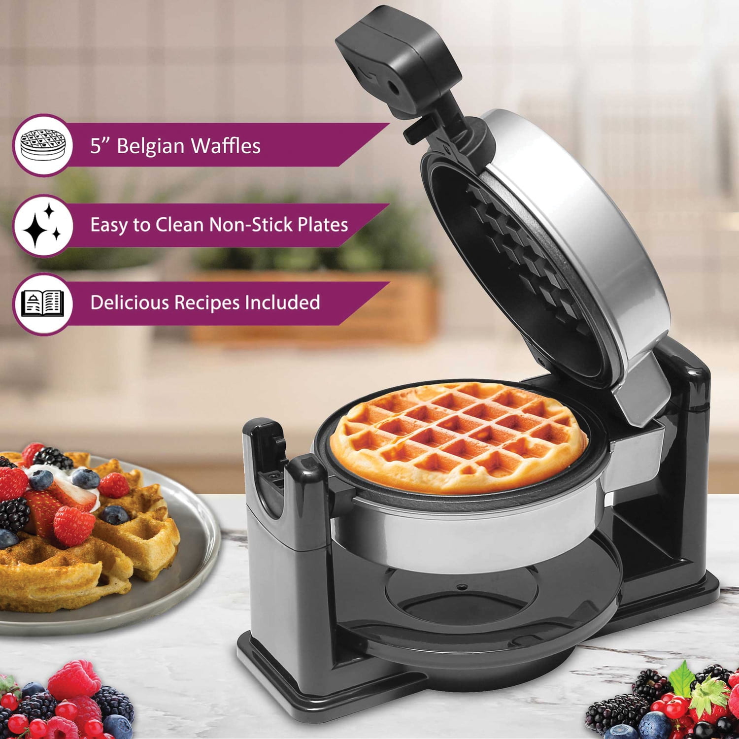Brentwood Electric Belgian Waffle Maker, Silver