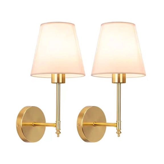 Two-piece gold wireless battery-powered wall lamp (10 colors), equipped with a 2000mAh dimmable detachable bulb and remote control, suitable for bedrooms and living rooms
