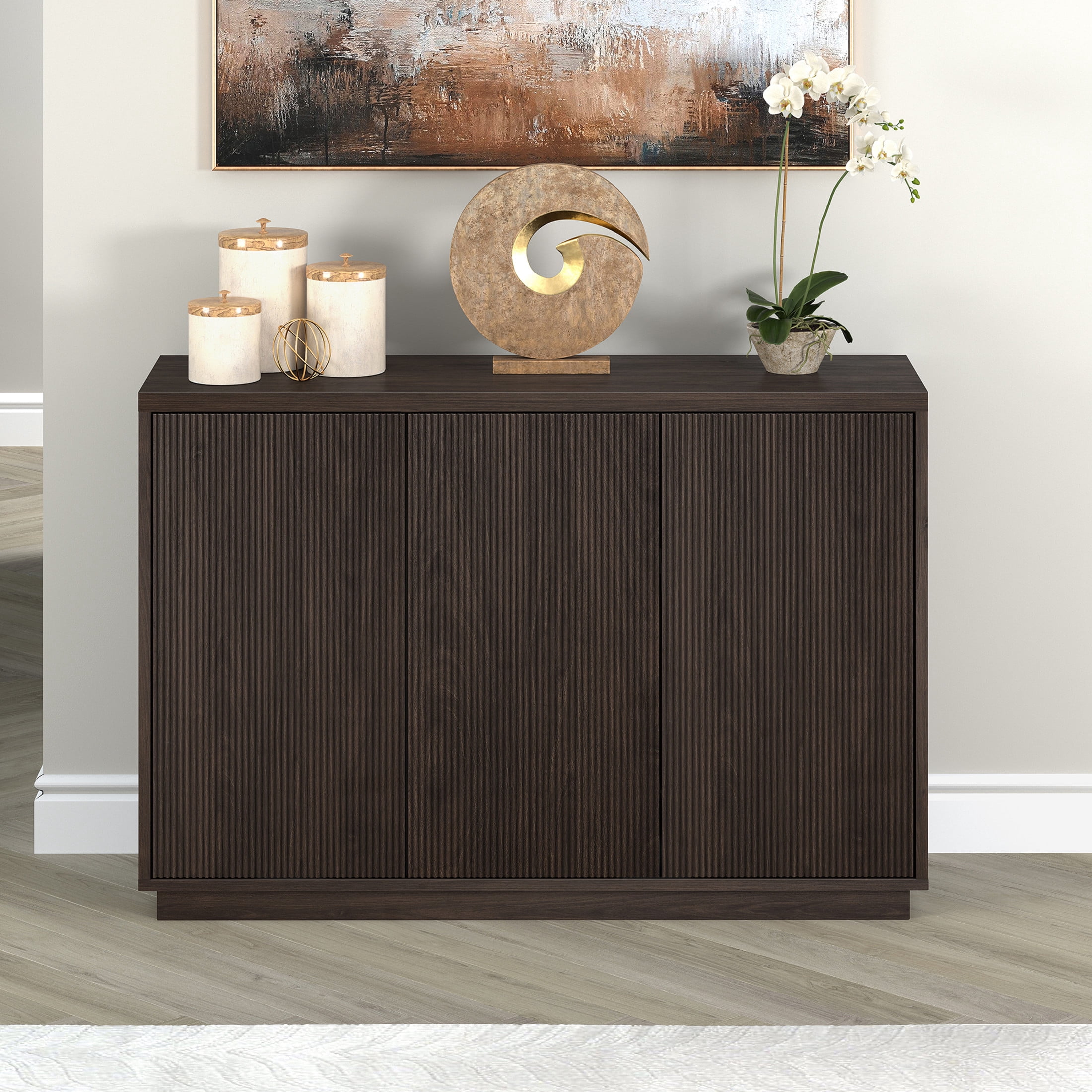 Evelyn&Zoe Modern/Contemporary 48" Wide Alder Brown Buffet Table