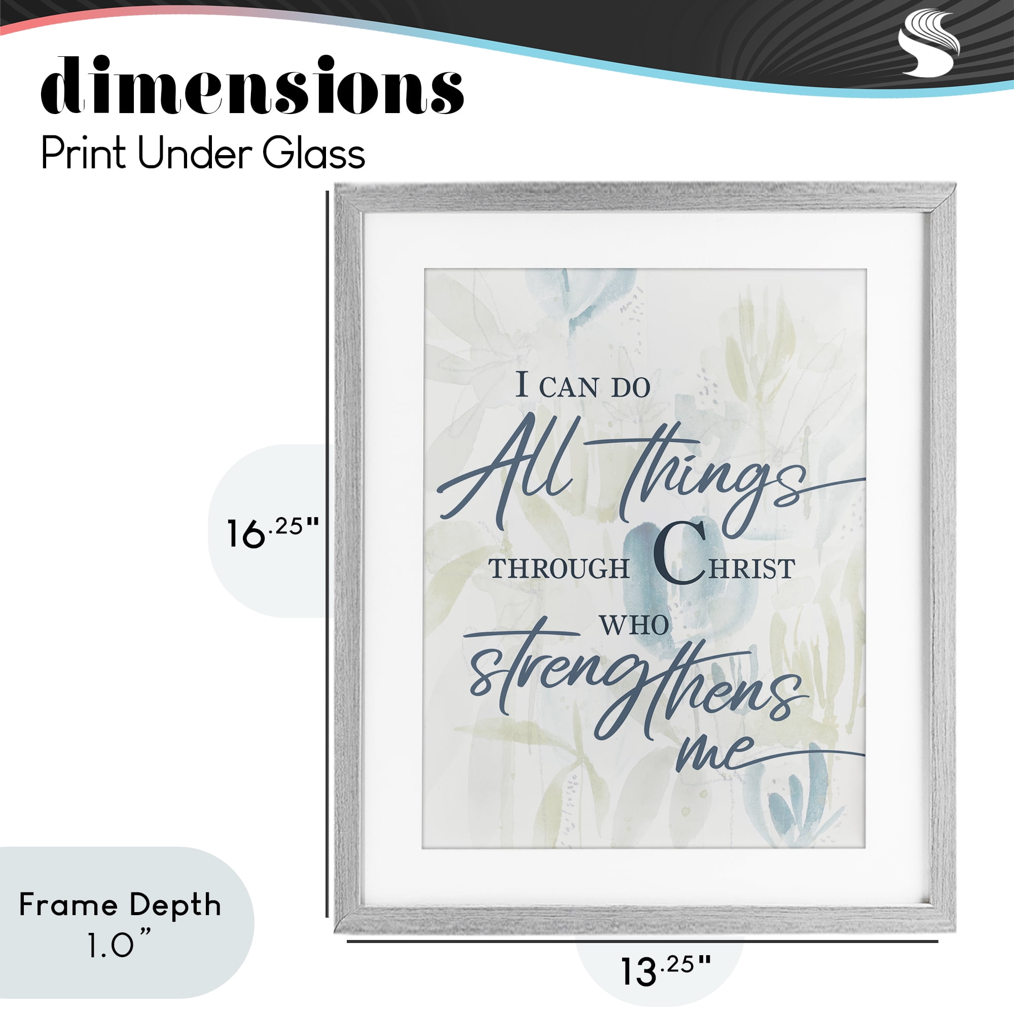 Stupell Industries All Things Through Christ Gray Framed Print Under Glass, design by Krinlox