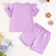 thumbnail image 6 of TOWED22 Toddler Girl 2 Piece Outfits Basic Crew Neck Short Sleeve Tee Top Shirt + Shorts Sets Casual Summer Clothes(Light Purple,6-12 M), 6 of 9