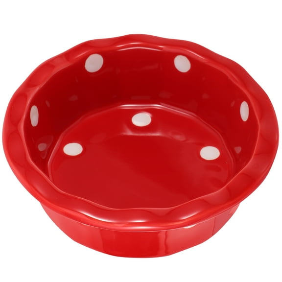DINHEAROM Ceramic Pet Bowl for Indoor Use Red 1Set 5.5x5.5x2in