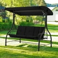 thumbnail image 3 of AECOJOY 3 Person Canopy Steel Porch Swing, Converting Swing Glider Hammock-Black, 3 of 7