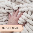 thumbnail image 4 of Chunky Knit Blanket Throw Hand Knit with Jumbo Chenille Yarn (50"x50", Cream White), 4 of 4