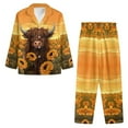 thumbnail image 2 of SEANATIVE Highland Cow Pajamas Men Sunflower Button Up Pajamas Plus Size X Small Long Sleeve Pajamas Sets 2 Piece Pj Loungewear Tops and Pants Soft Pajama House Wear, 2 of 6