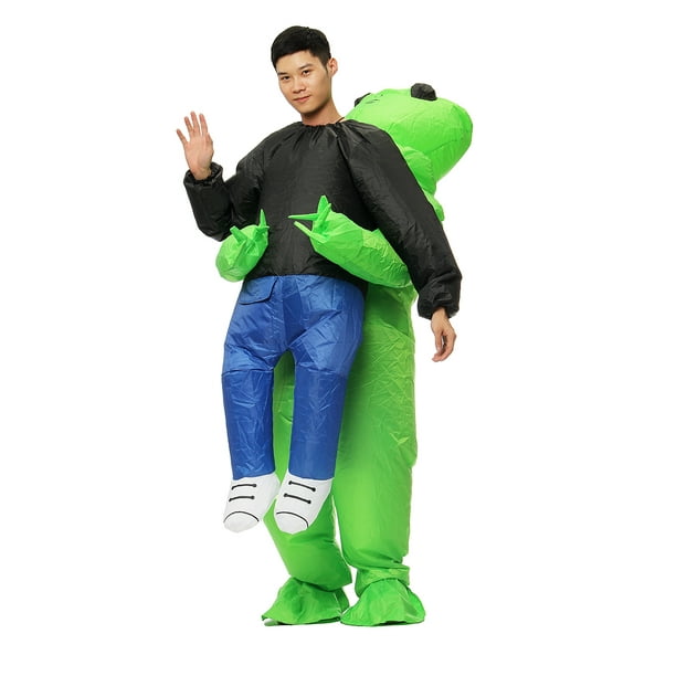 Halloween Green Alien Pick Me Up Inflatable Costume Dinosaur Suit Cosplay  Party Blow Up Costume for Adult OR Child 