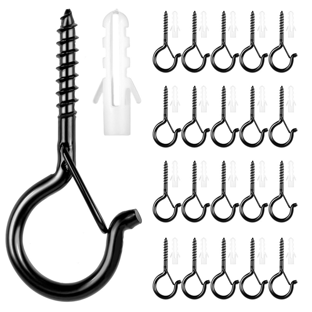 QHanger, Screw Hooks for Outdoor String Lights, Safety Buckle Design