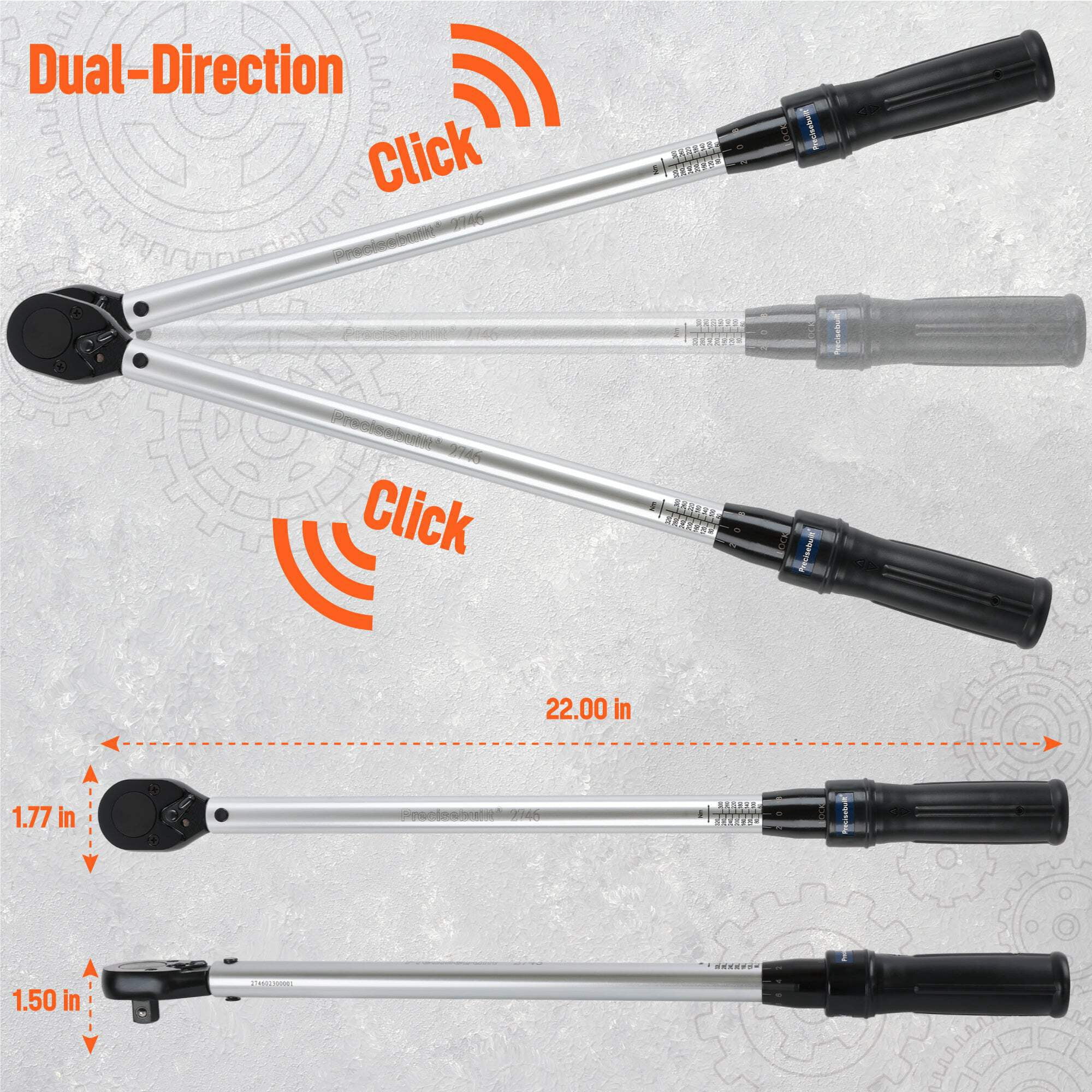 Precisebuilt 1/2" Drive 320 Nm Click Tech Torque Wrench