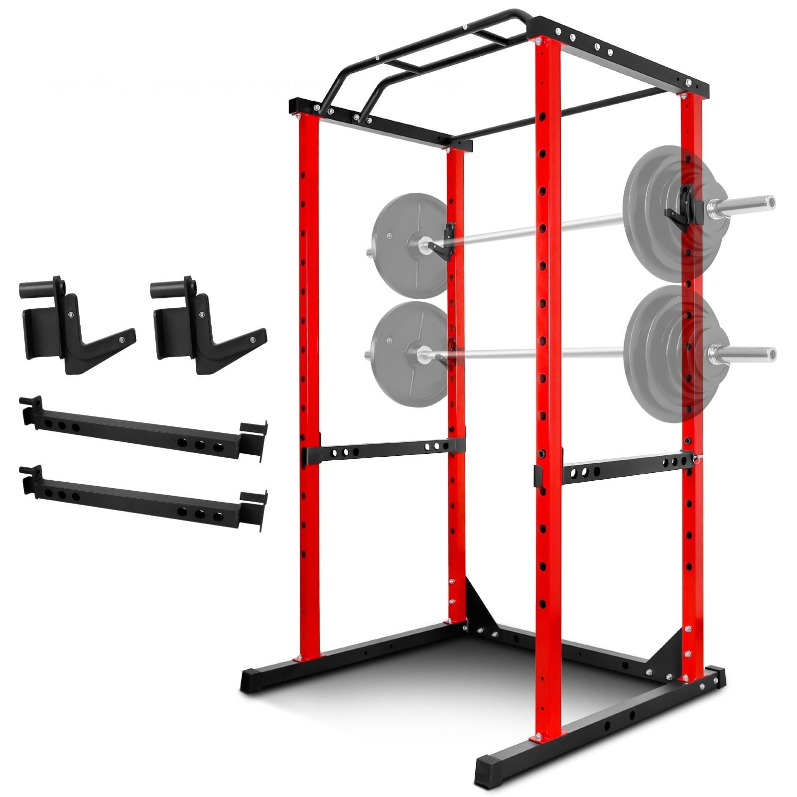 Red Power Cage, 14 - Speed Adjustable Power Rack, Home Gym Squat Rack for Full - Body Workout, Strength Training, Fitness Regimen