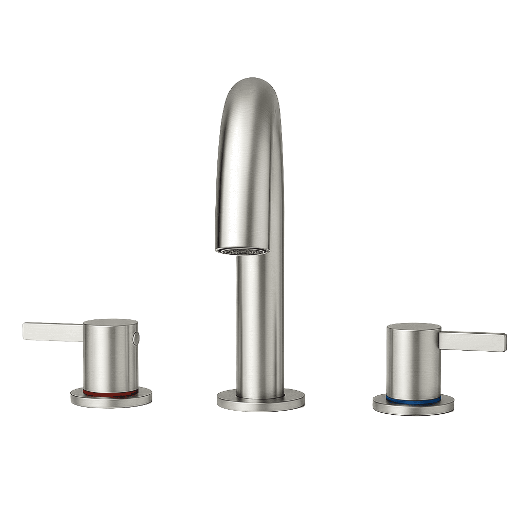 3 Hole Brushed Nickel Bathroom Faucet, Dual 304 Stainless Steel Handles, Modern Lead-Free Ceramic Valve Faucet, 1.5 GPM Straight Aerator Spout for Bathroom Sink