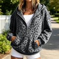 thumbnail image 2 of Leopard Print Hoodies for Women Quarter Zip Drawstring Long Sleeve Pullover Relaxed Fit Casual Trendy Y2k Sweatshirts With Kangaroo Pocket, 2 of 5