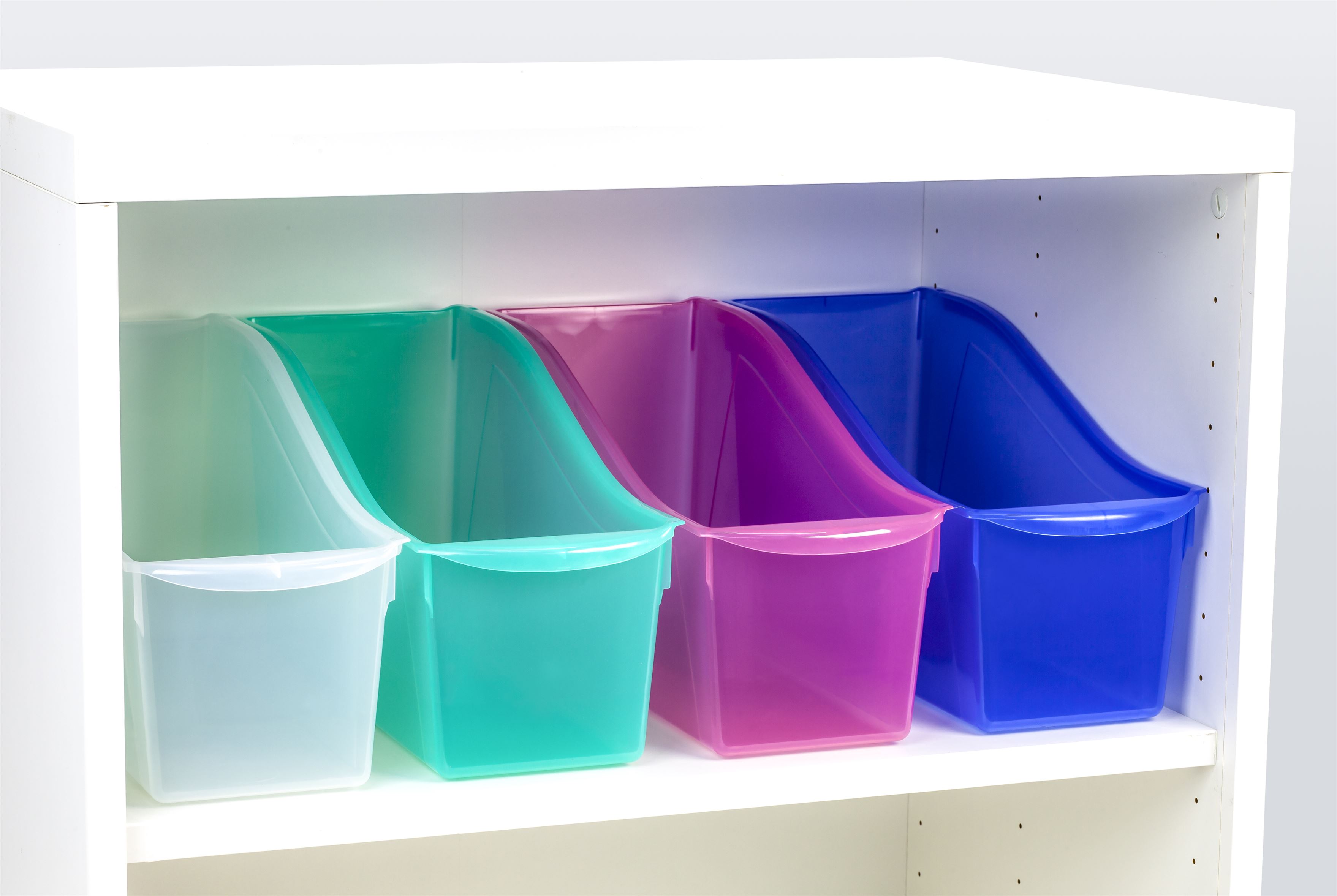 Pen+Gear Plastic Desktop Book Organizer Bin, Clear Tint, 6-Pack