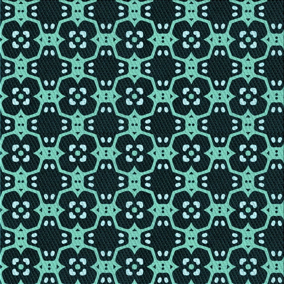 Ahgly Company Indoor Square Patterned Deep Teal Green Area Rugs, 5' Square