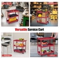 thumbnail image 6 of Gymax 3-Tier Rolling Tool Cart w/ 3 Spacious Shelves 4 Universal Wheels w/ 2 Brakes Red, 6 of 9