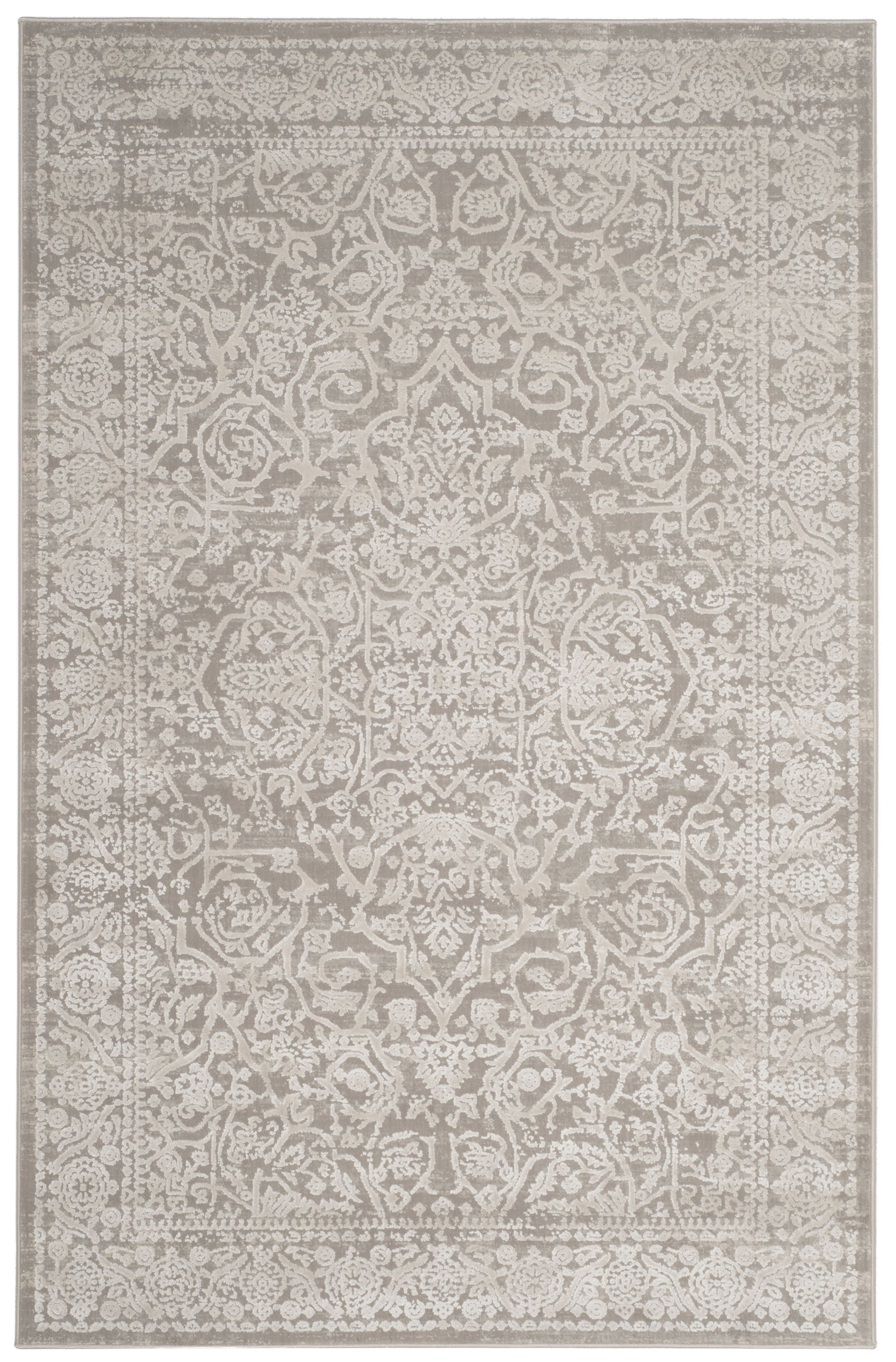 SAFAVIEH Princeton Xavier Floral Bordered Area Rug, Grey/Beige, 4' x 6'