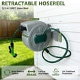 thumbnail image 2 of PRIJESS 100 FT Retractable Hose Reel 1/2 in, Wall Mount Garden Water Hose for Car Wash & Pet Bath, Automatic Slow Rewind, Any Length Lock & 180° Swivel, Includes 7-Pattern Nozzle & Hardware, 2 of 9