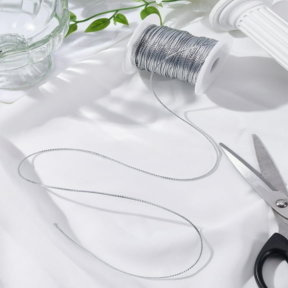 50M Metallic Thread Embroidery Thread with Plastic Empty Spools Silver 1.5mm