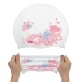 thumbnail image 5 of Ofertas Únicas 1 Pc Gorro de Baño Impermeable de Silicona con Estampado de Flores Rosa Blanco, 5 of 5