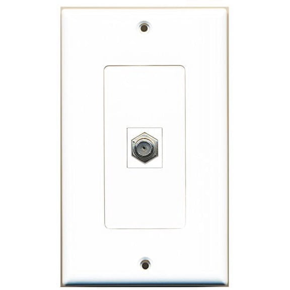 RiteAV - 1 Coax Cable TV Port Wall Plate White Decorative