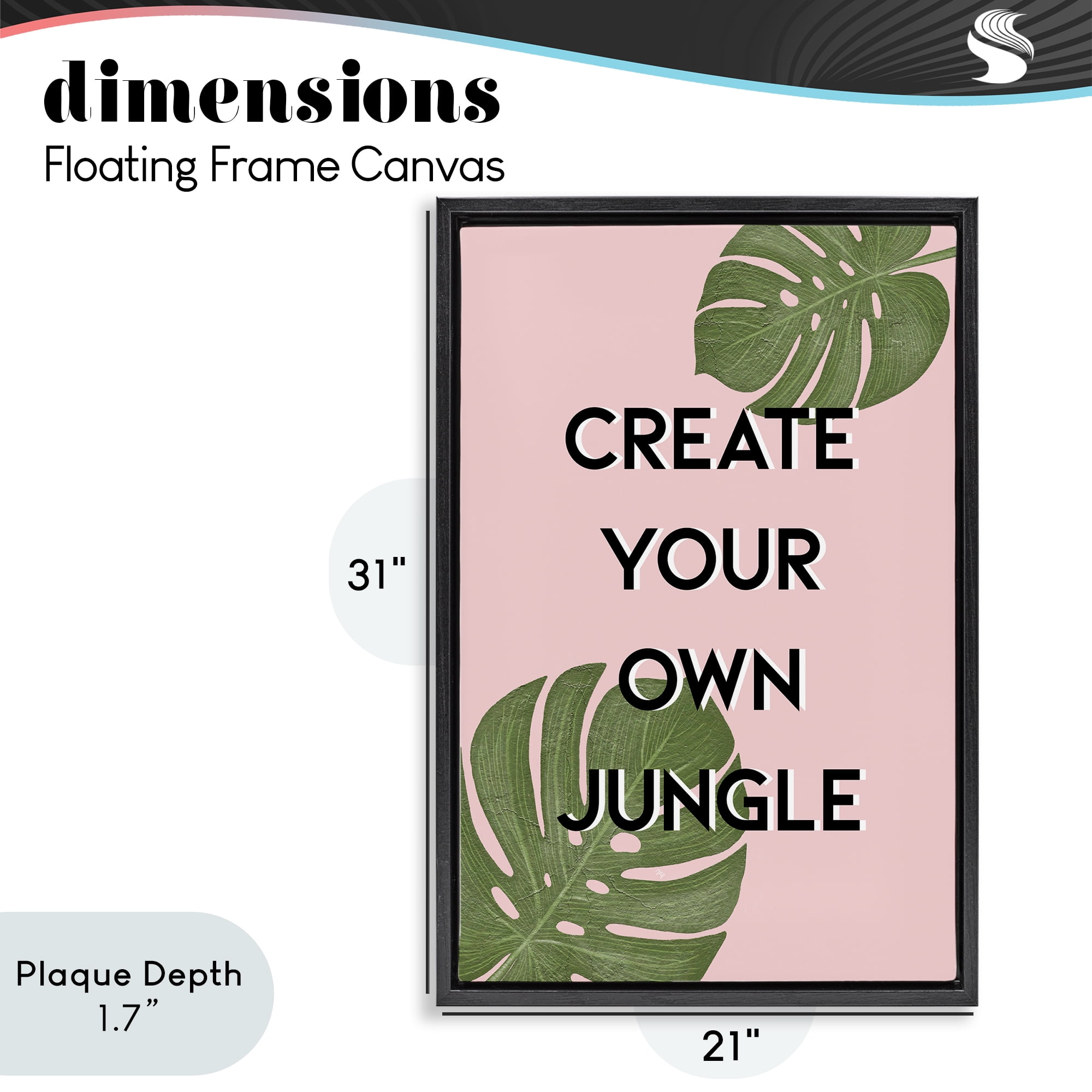 Stupell Industries Create Your Own Jungle Black Framed Floater Canvas Wall Art, design by Martina Pavlova