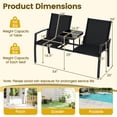 thumbnail image 3 of Costway Patio Loveseat with Built-in Table, Breathable Fabric Back and Seat, Metal Frame Black, 3 of 8